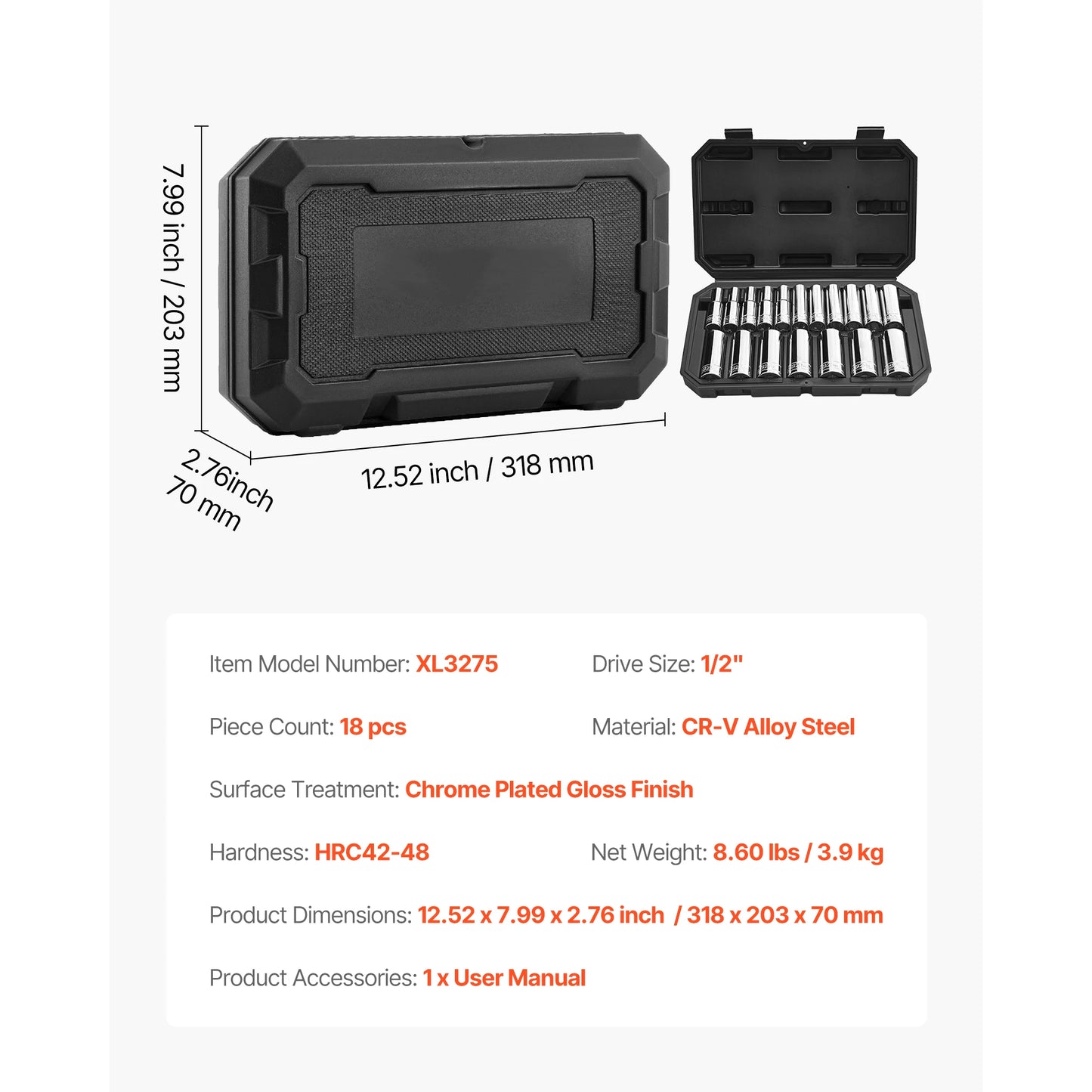 SucceBuy Socket Set With Ratchet Wrench And SAE Metric