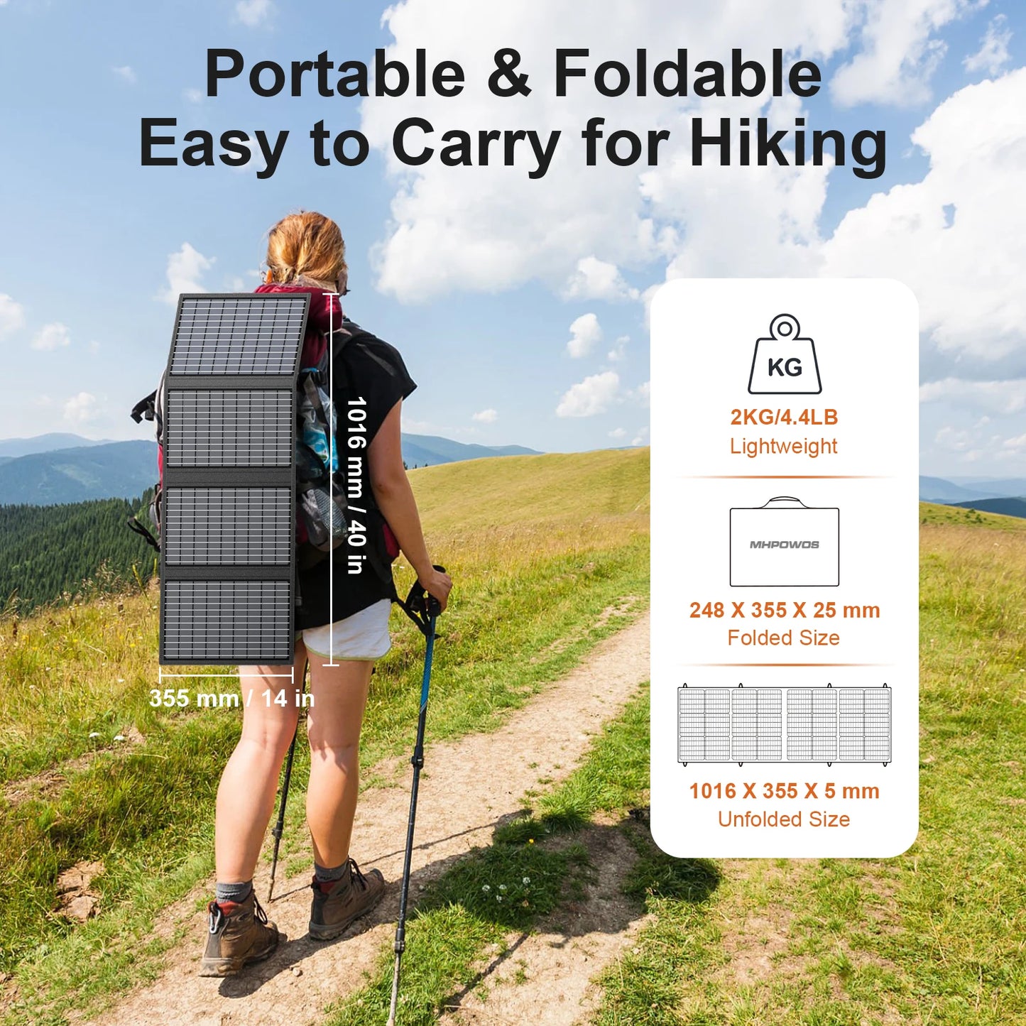 MHPOWOS Solar Battery Charger for Powerbank 45W Foldable Panel