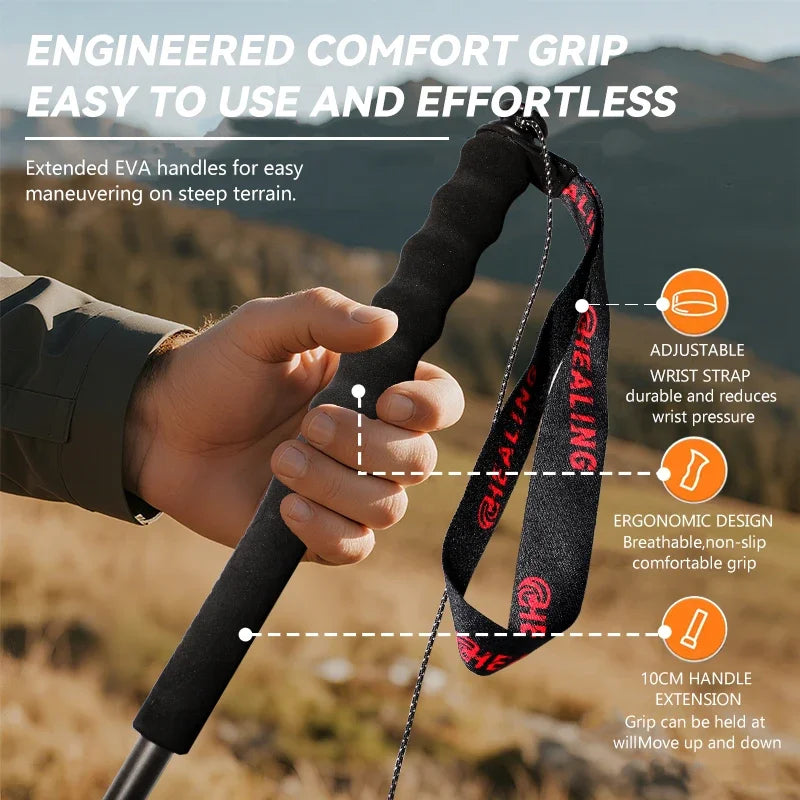 OKHEALING Ultralight Foldable Trekking Poles Carbon Fiber