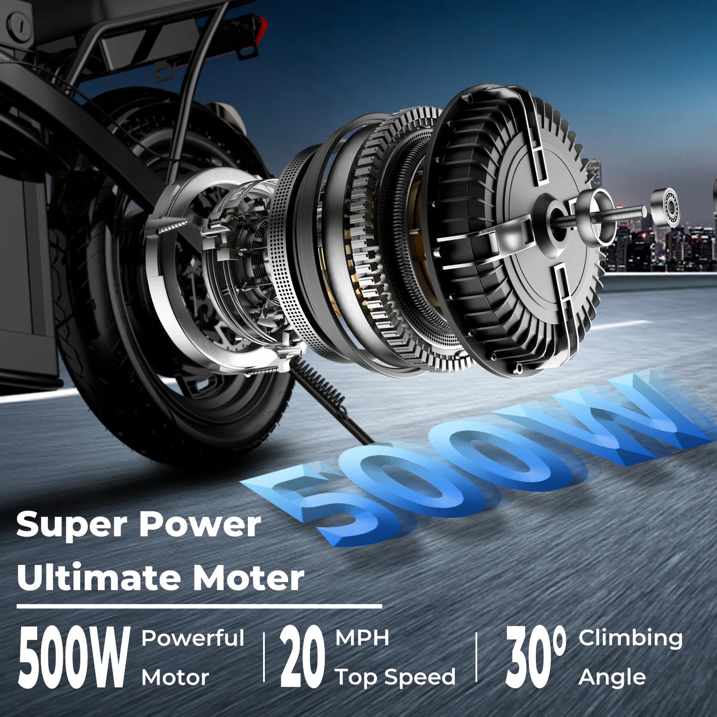 Lelekuai 500W Folding Electric Bike 20 MPH 48V Battery