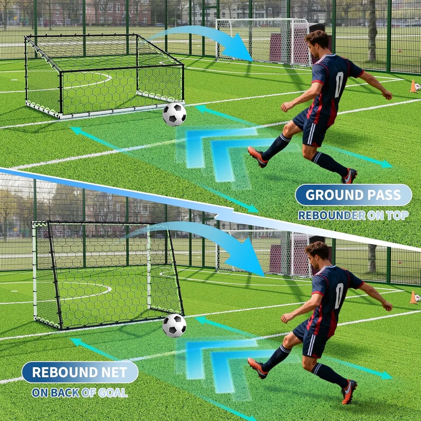 HiMISS 3-in-1 Soccer Goal Rebounder for Passing and Ball Control