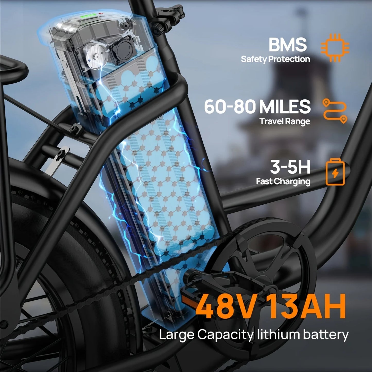 Urlife 1000W E20 Electric Bike Removable Battery Dual Disc Brake