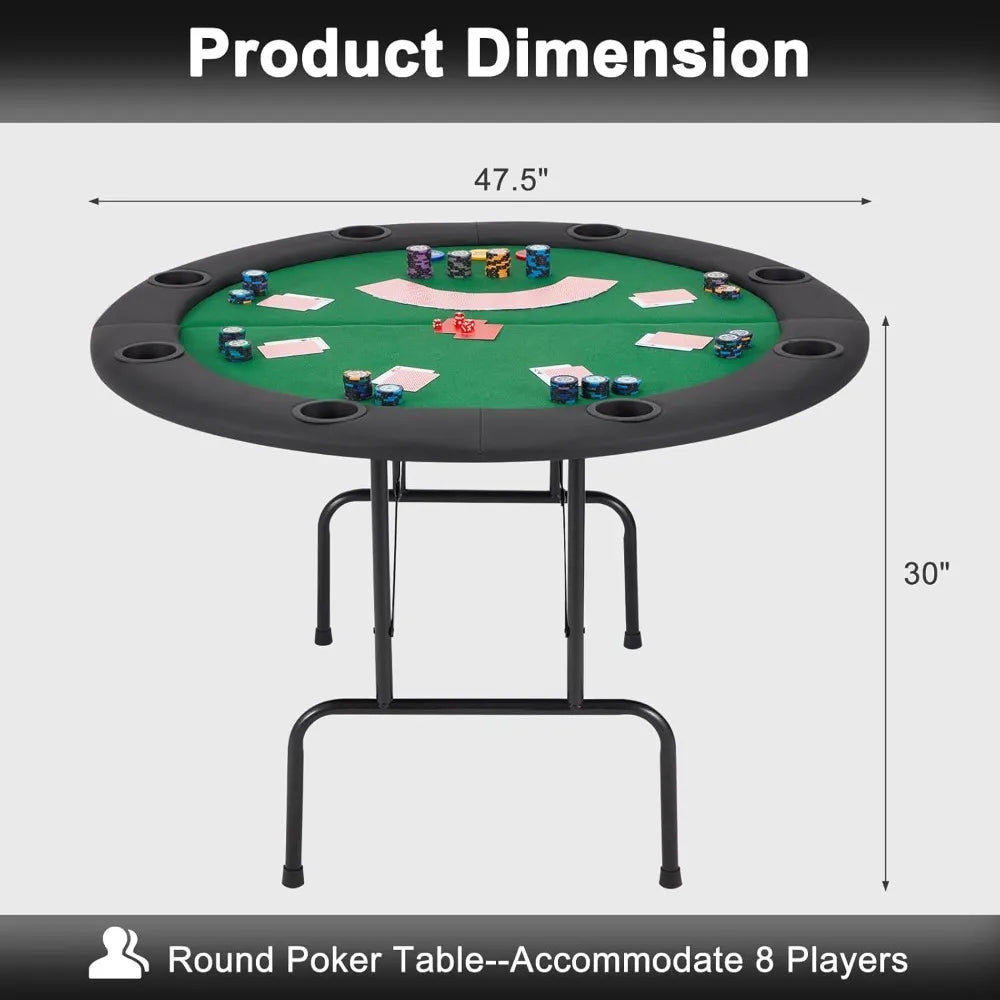 RBXC Round Poker Table For Eight Players With Folding Legs