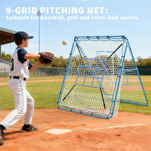 HiMISS Baseball Softball Rebounder Net Double Sided 9 Zone Backstop