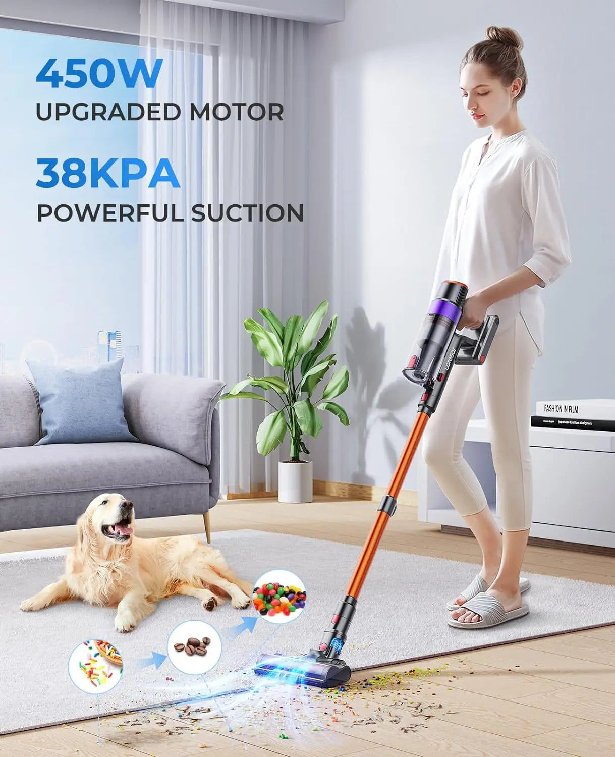 LARESAR Elite 8 Cordless Vacuum Cleaner 450W Power