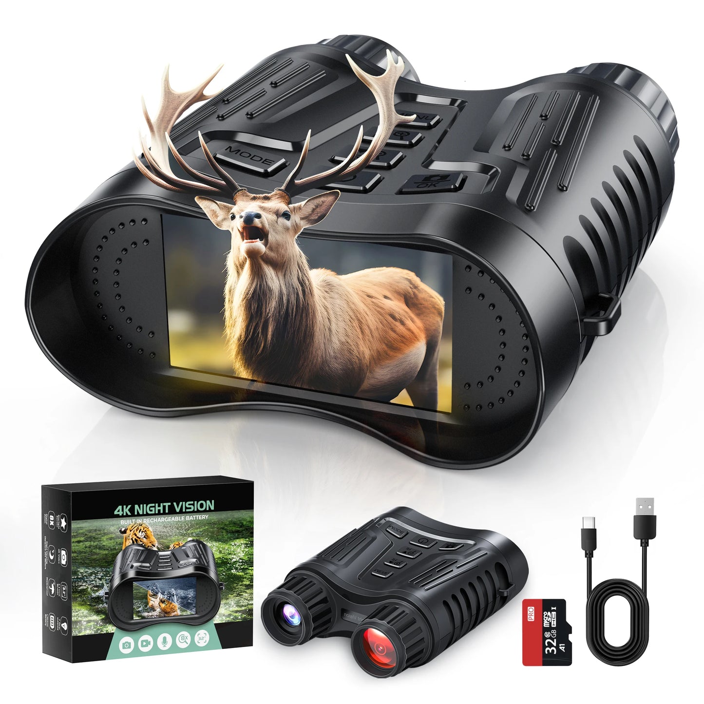 DIYIMI Night Vision Binoculars 8X Digital Zoom IR Illuminator Video