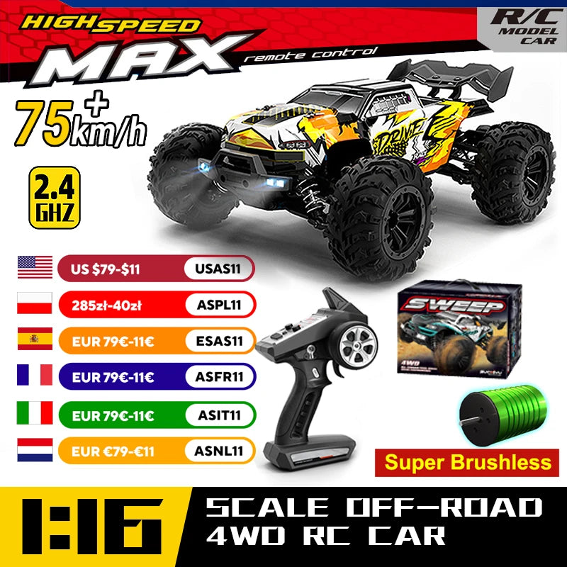 WLtoys 16101 Pro 4WD RC Car With LED Lights Monster