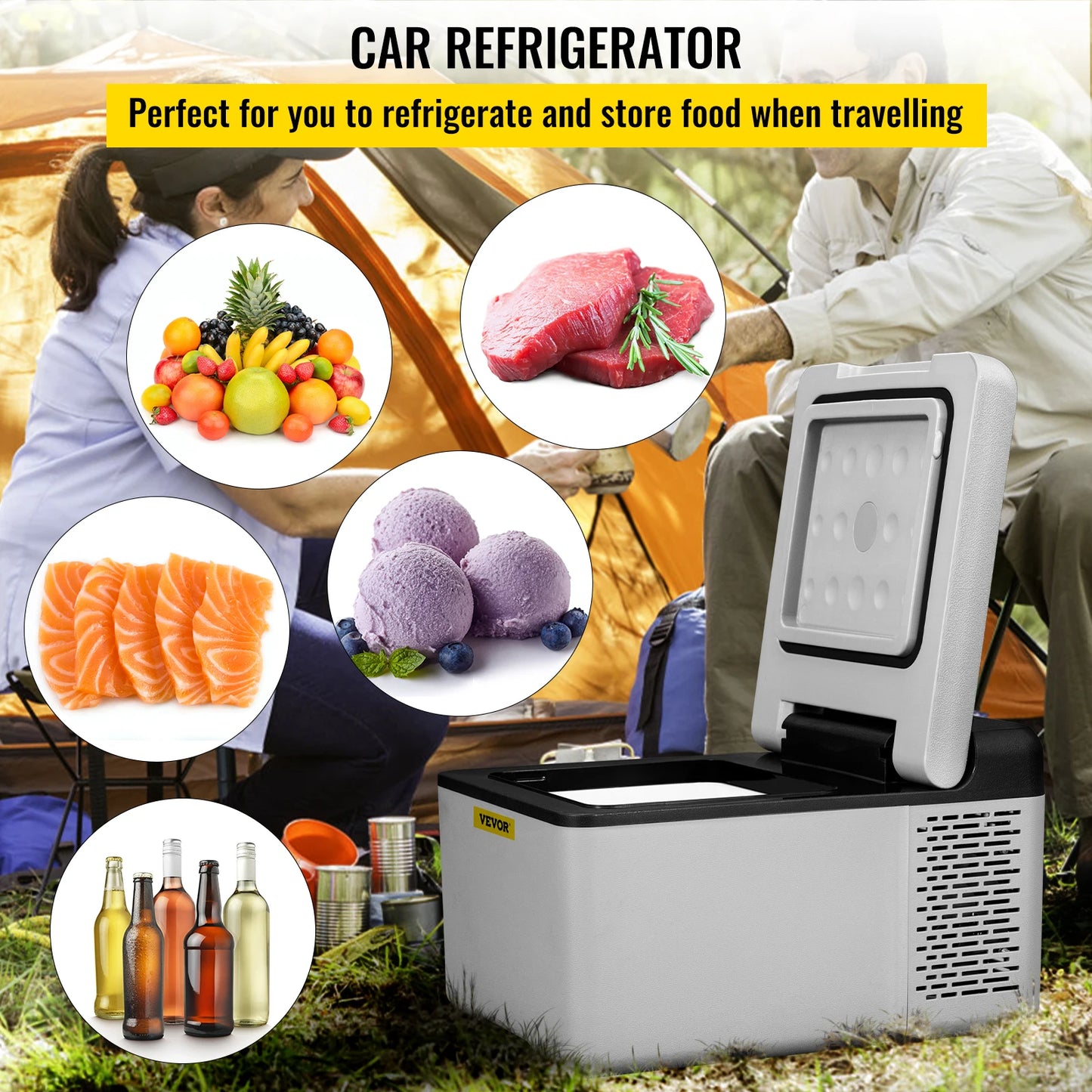 VEVOR Car Refrigerator Portable Compressor Fridge Freezer RV DC AC