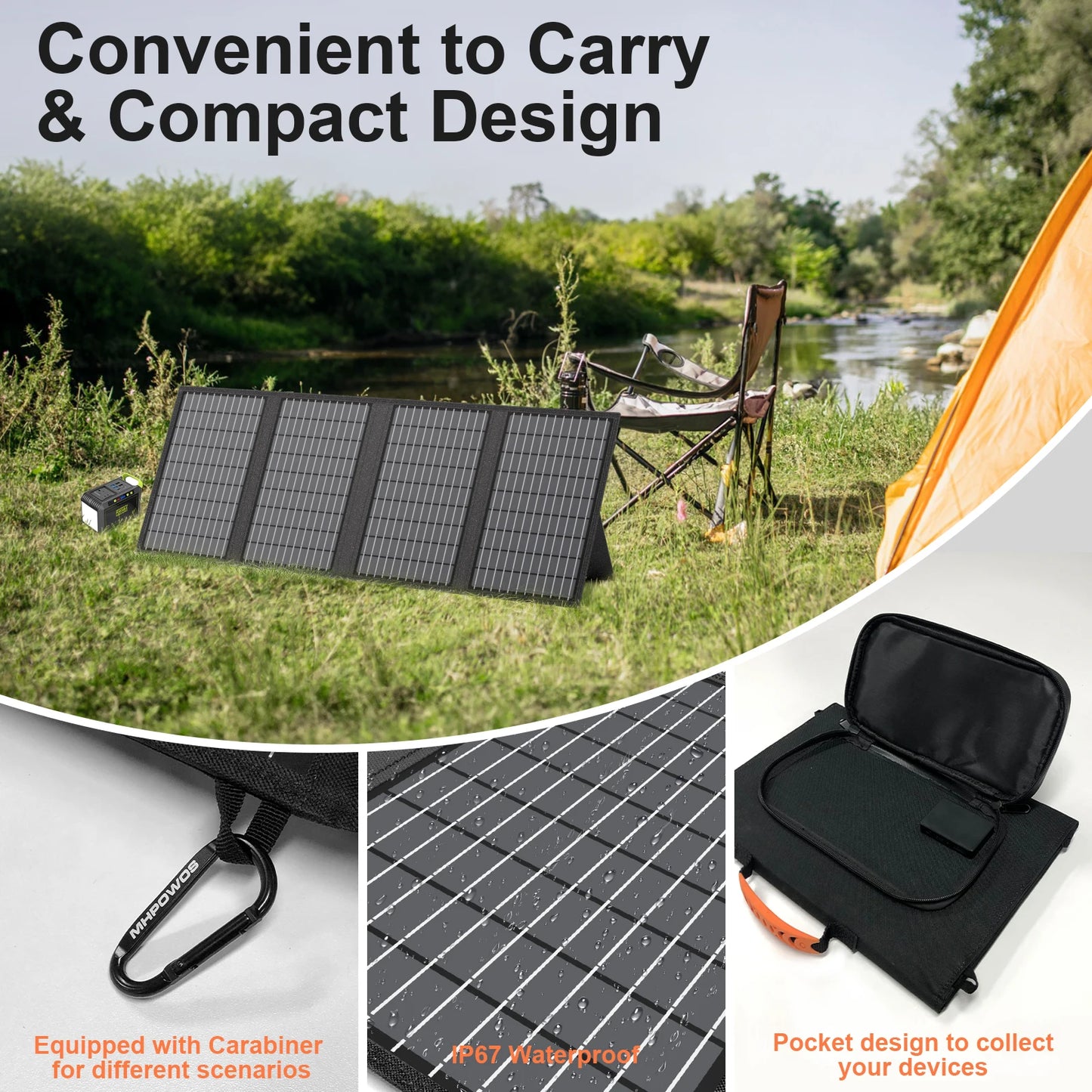 MHPOWOS Solar Battery Charger for Powerbank 45W Foldable Panel