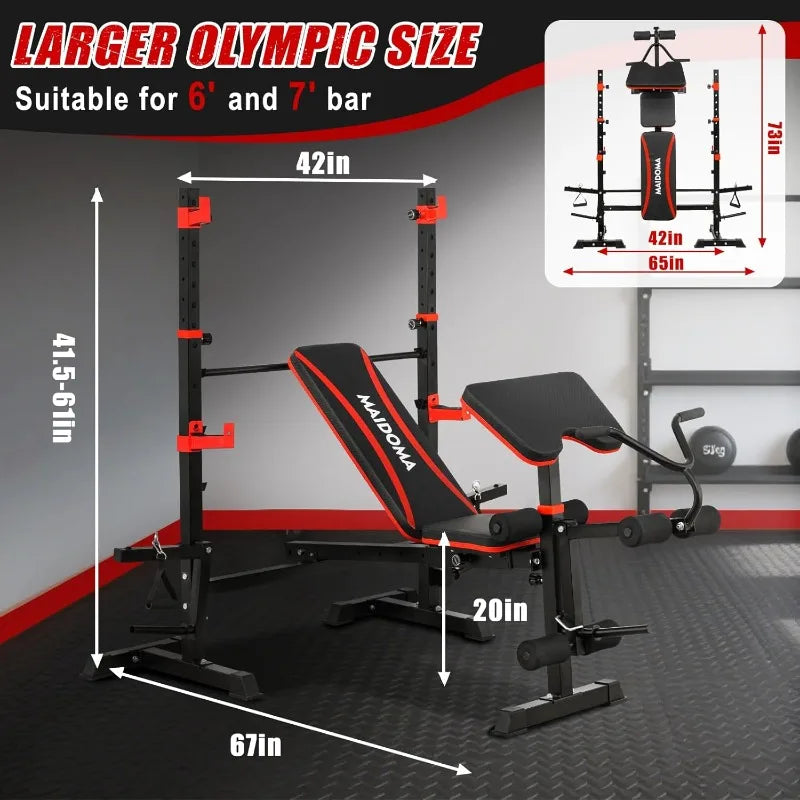 Six In One Weight Bench Set Leg Extension And Rack