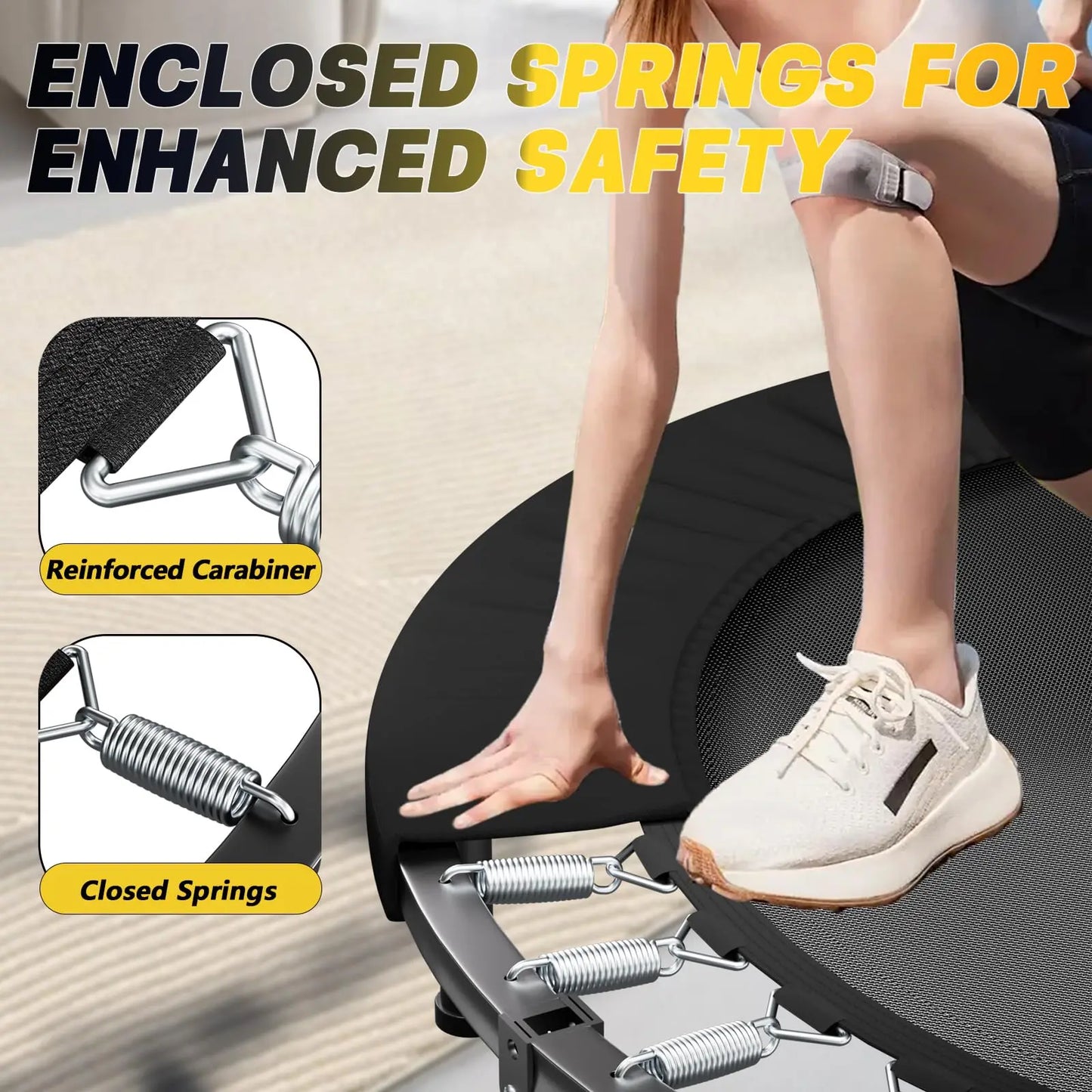 Foldable Rebounder Trampoline with Adjustable U Bar Handle