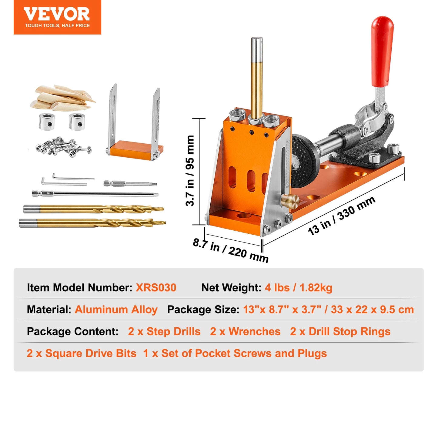 SucceBuy Pocket Hole Jig Kit Adjustable And Easy To Use With Step Drills