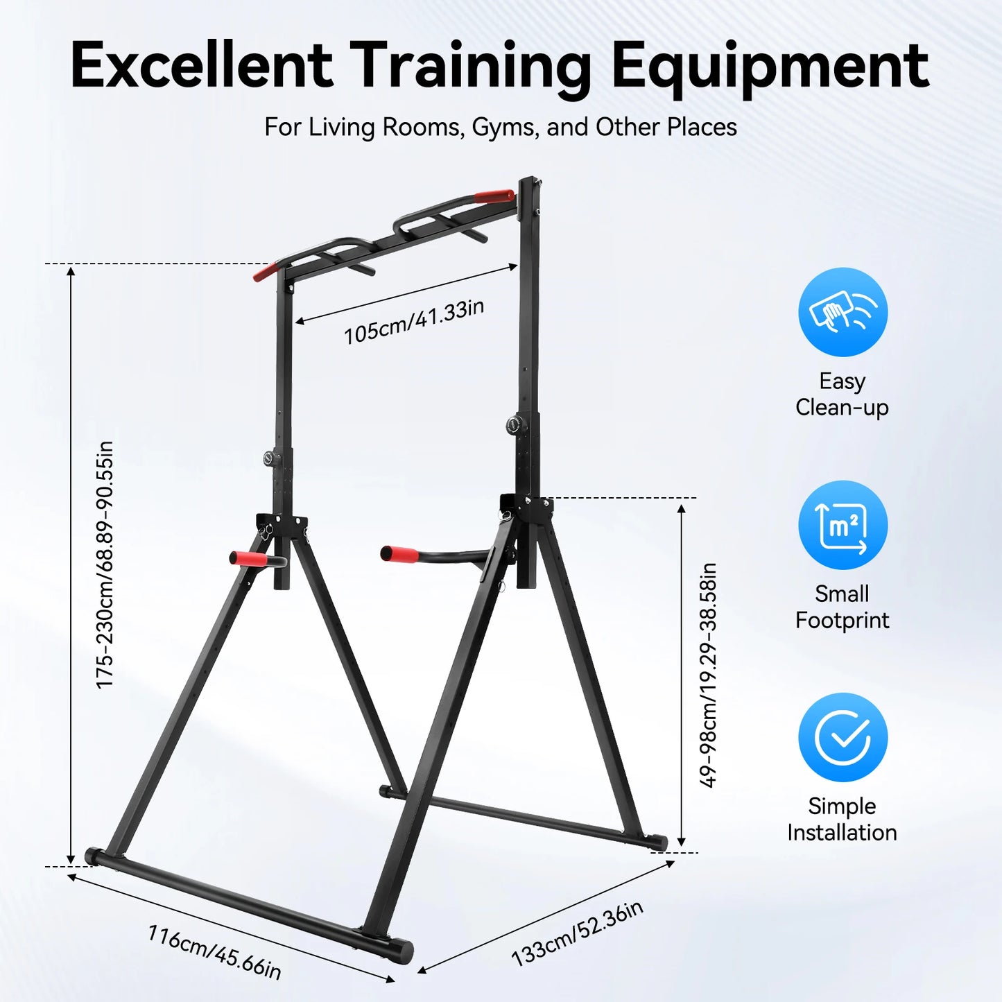Adjustable Pull Up Bar 200kg Folding Parallel Bars Training Station