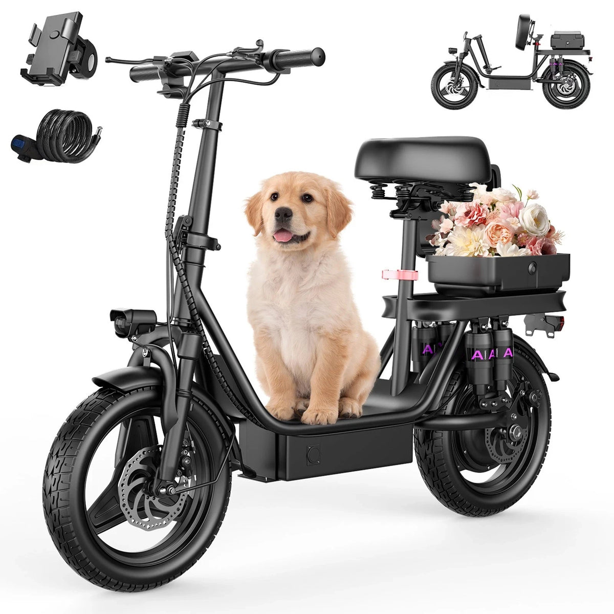 UPlee GQ8 Folding Electric Bike 500W Motor 48V Battery