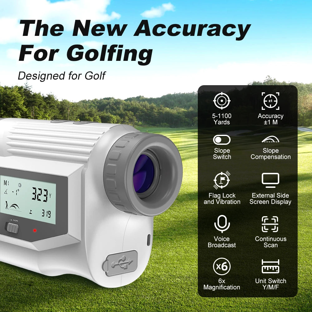 REVASRI Golf Rangefinder With Angle Switch Voice Prompts Side Display