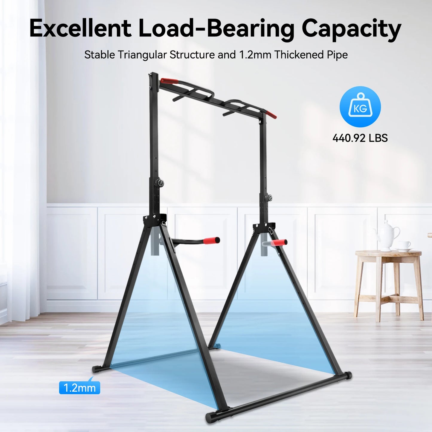 Adjustable Pull Up Bar 200kg Folding Parallel Bars Training Station