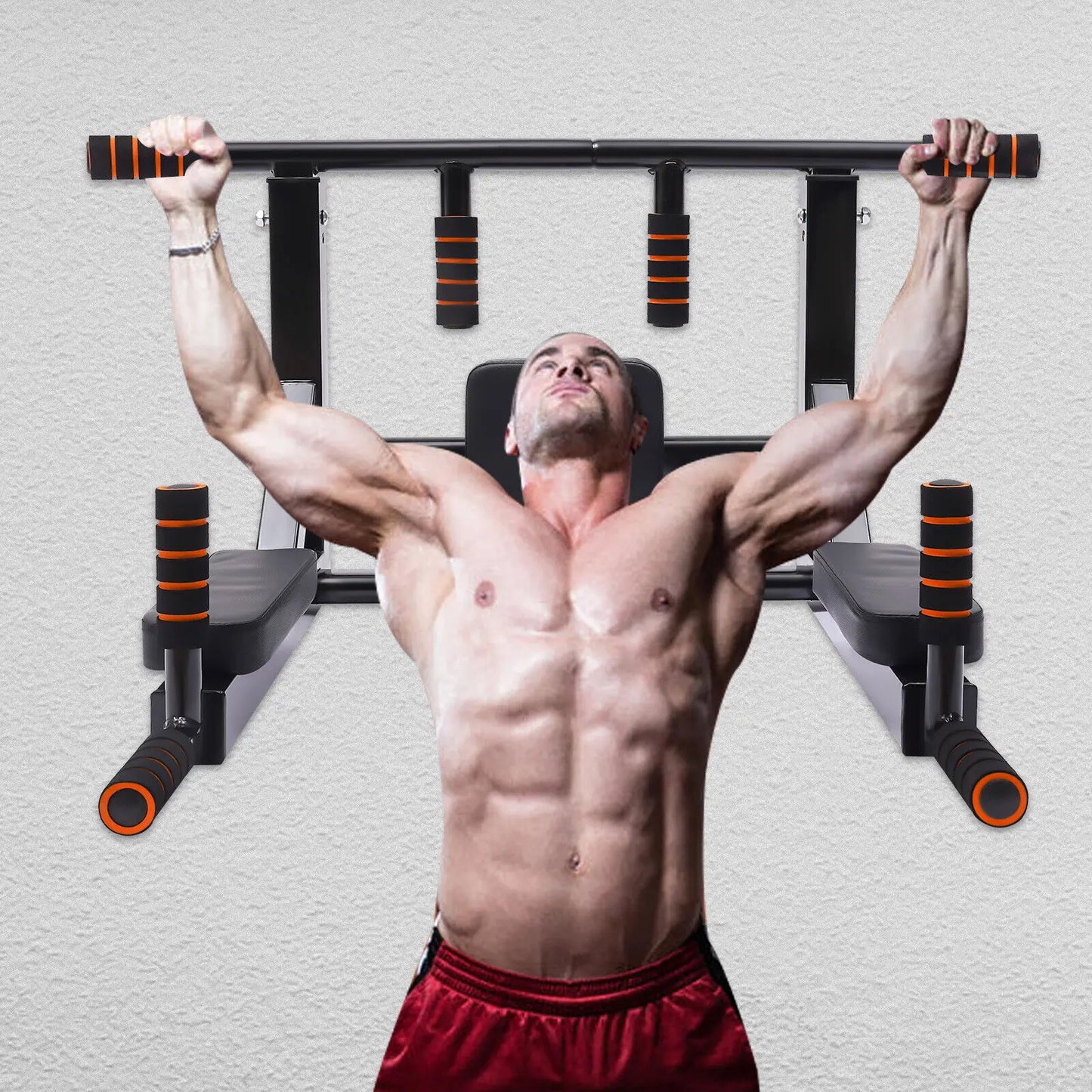 Wall Mounted Pull Up Bar And Dip Station 200kg Capacity