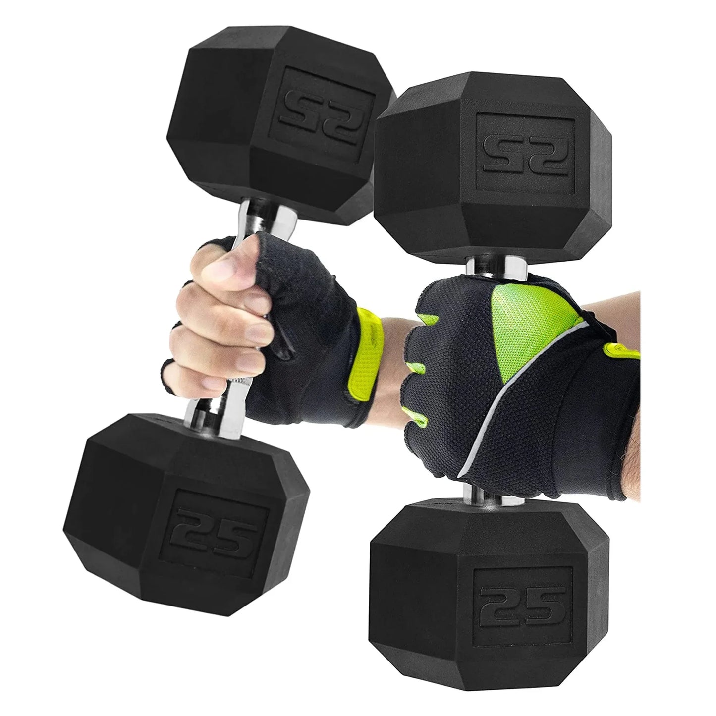 Hex Dumbbell Set 50lb, 2x25lb Weights for Home Gym Use