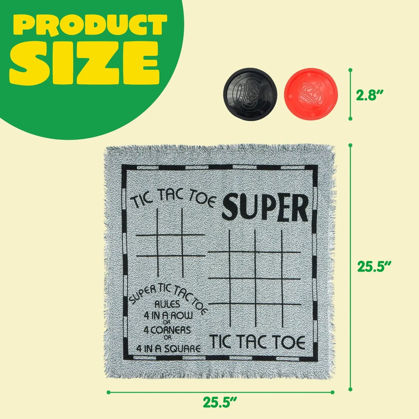 Joyfy 3-In-1 Vintage Giant Checkers And Tic Tac Toe Game