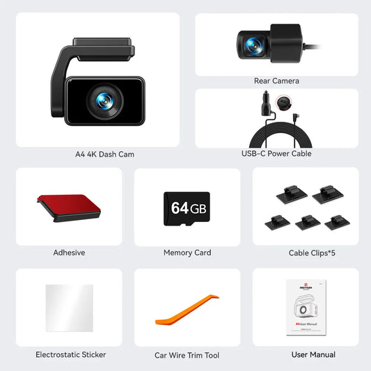 REDTIGER A4 4K Dash Cam Front And Rear GPS WiFi