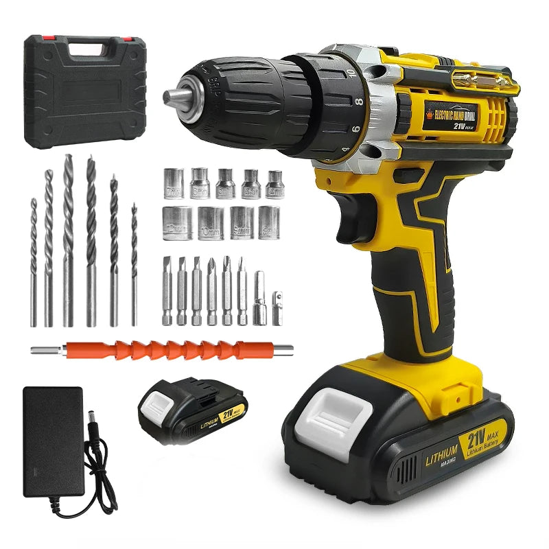 21V Cordless Drill Set With Multifunction Electric Screwdriver