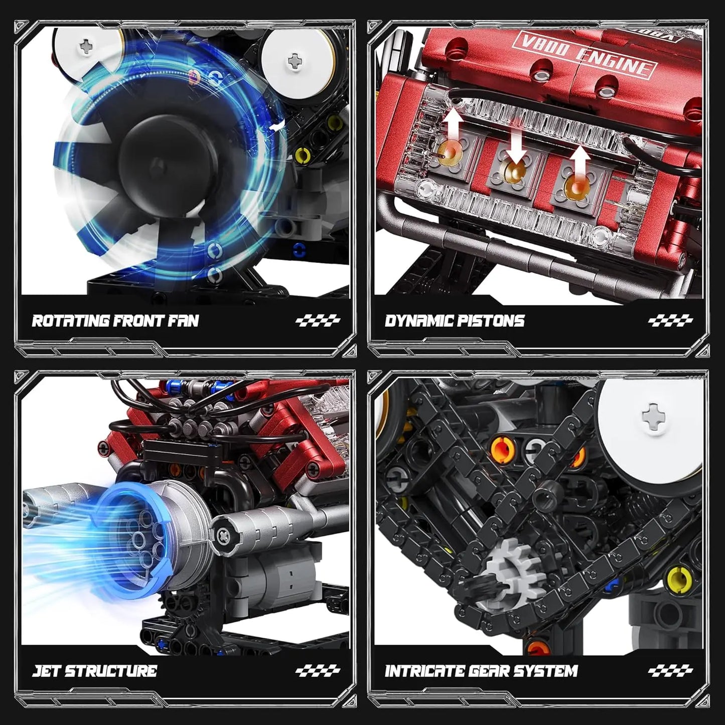 V8 Engine Model Kit With Moving Pistons And 588 Pieces