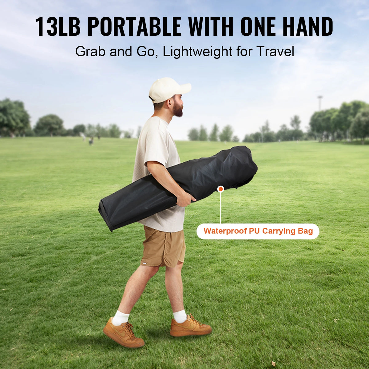 Vevor Portable Folding Chair With Lumbar Support And Armrests