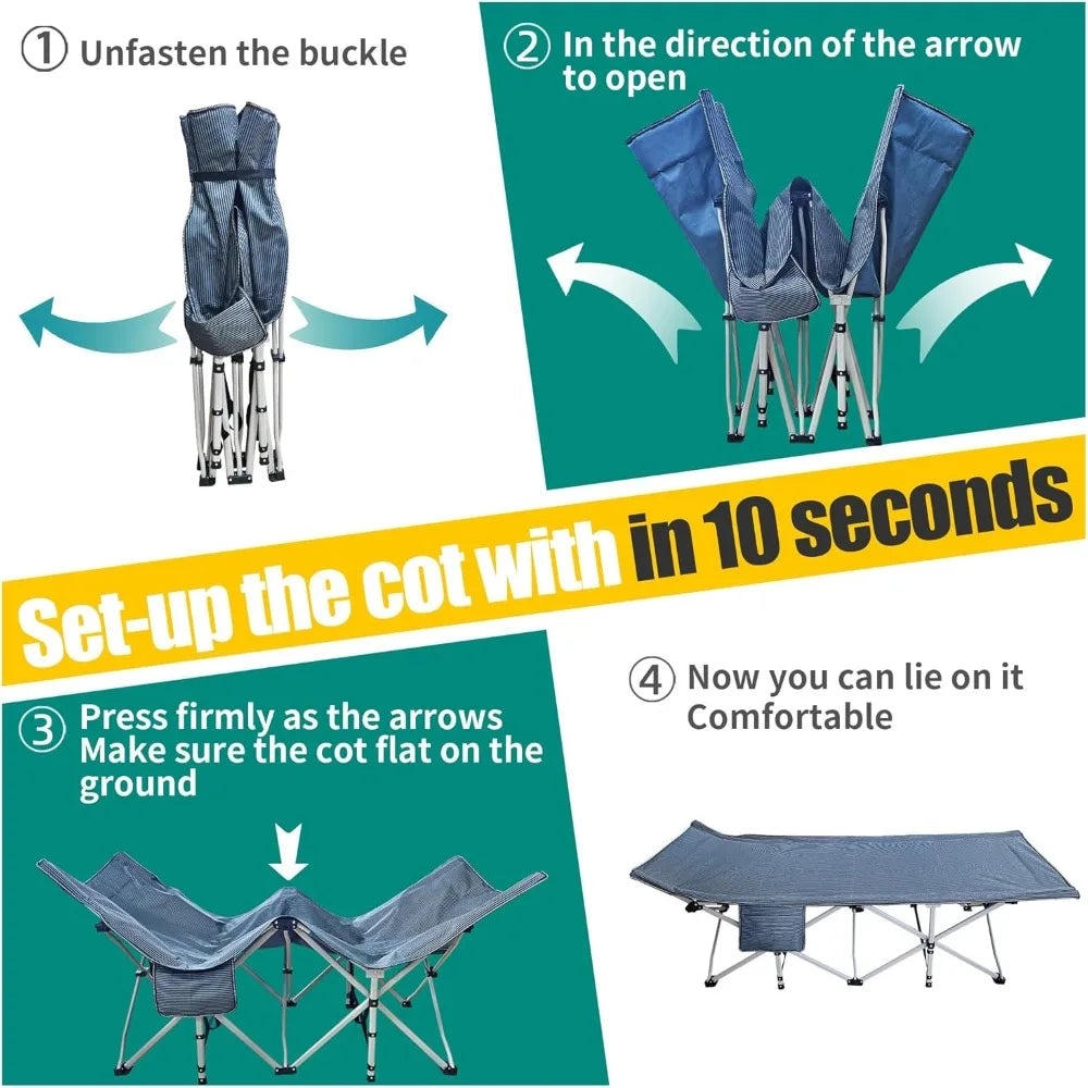 Folding Camping Cot With Mattress Heavy Duty Portable Guest Bed