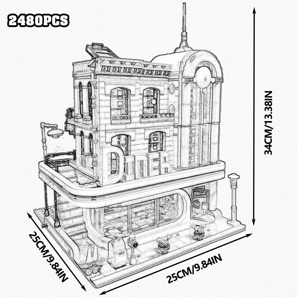 Brick Bank Corner MOC Street View Building Blocks Set