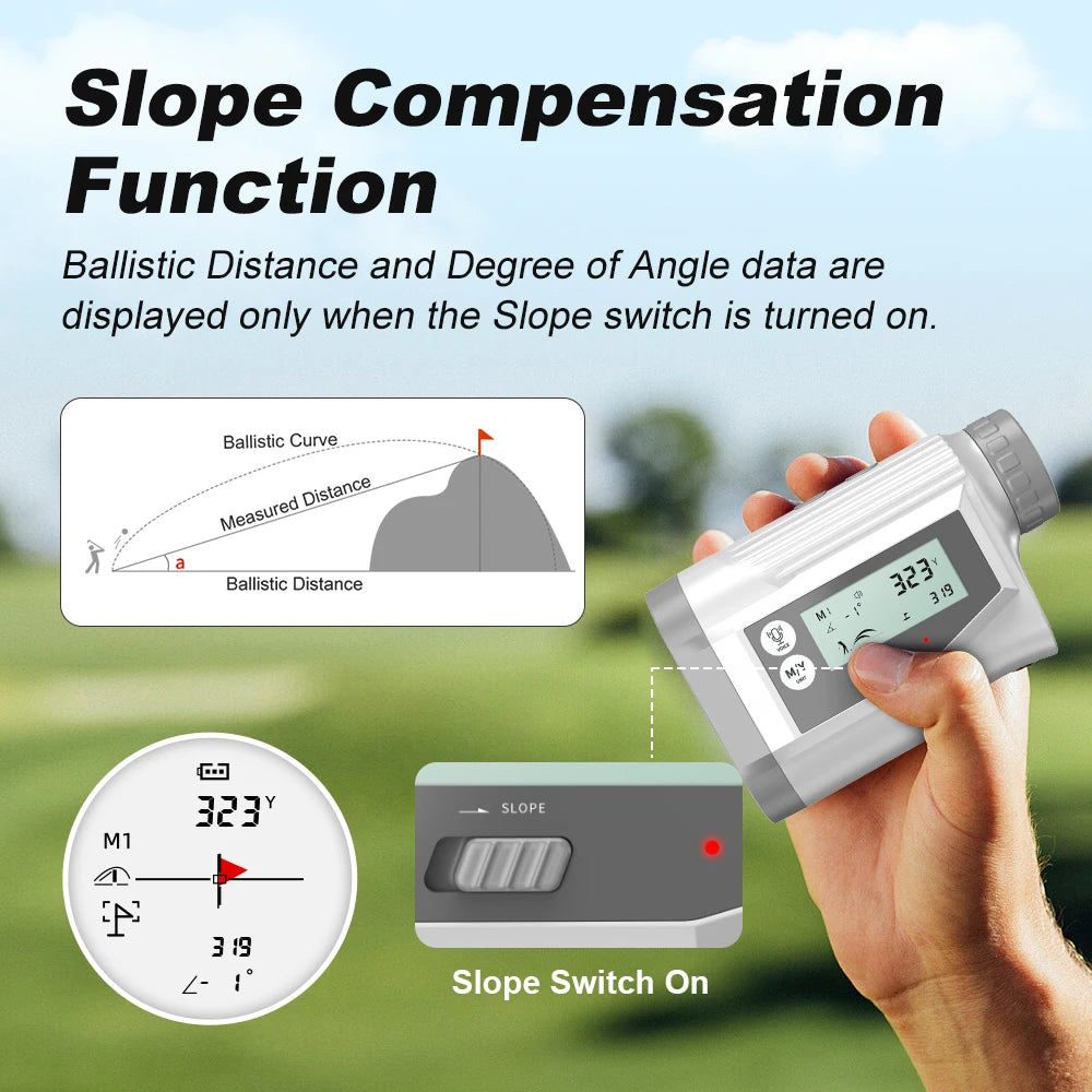 REVASRI Golf Rangefinder With Angle Switch Voice Prompts Side Display