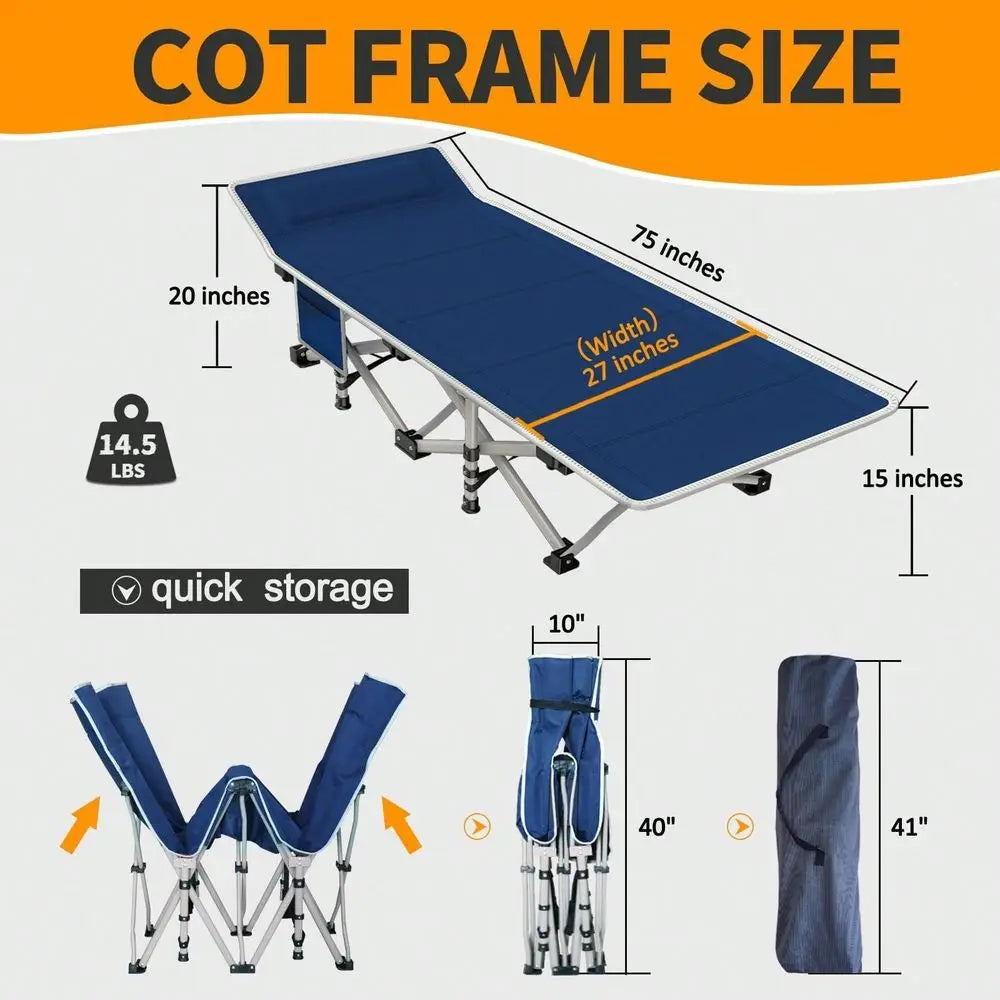 XMSJ Camping Cot With Mattress Sturdy Comfort Up To 450LB