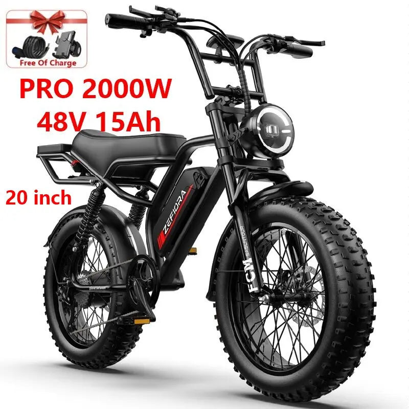 ZEFIORA Electric Fat Bike 1000W 30-50 MPH 30-60 Miles