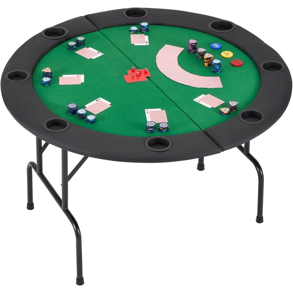 RBXC Round Poker Table For Eight Players With Folding Legs