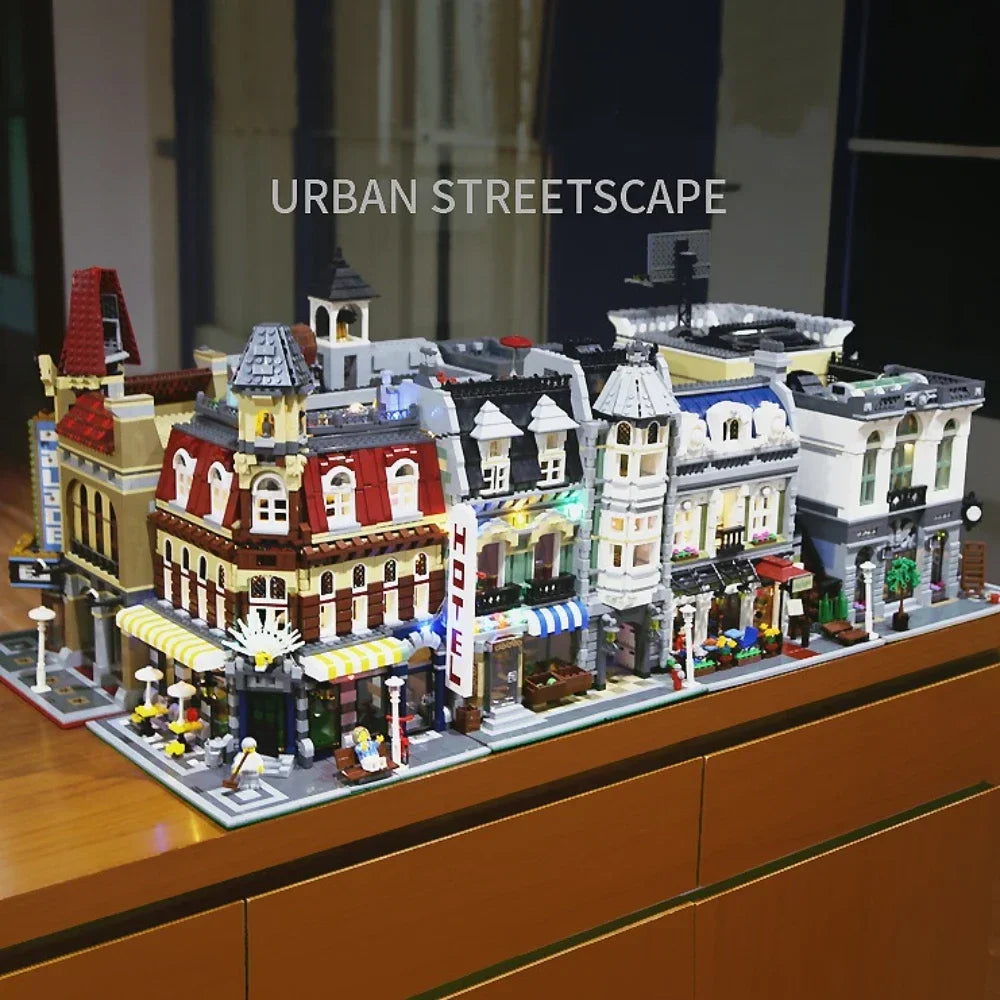Brick Bank Corner MOC Street View Building Blocks Set