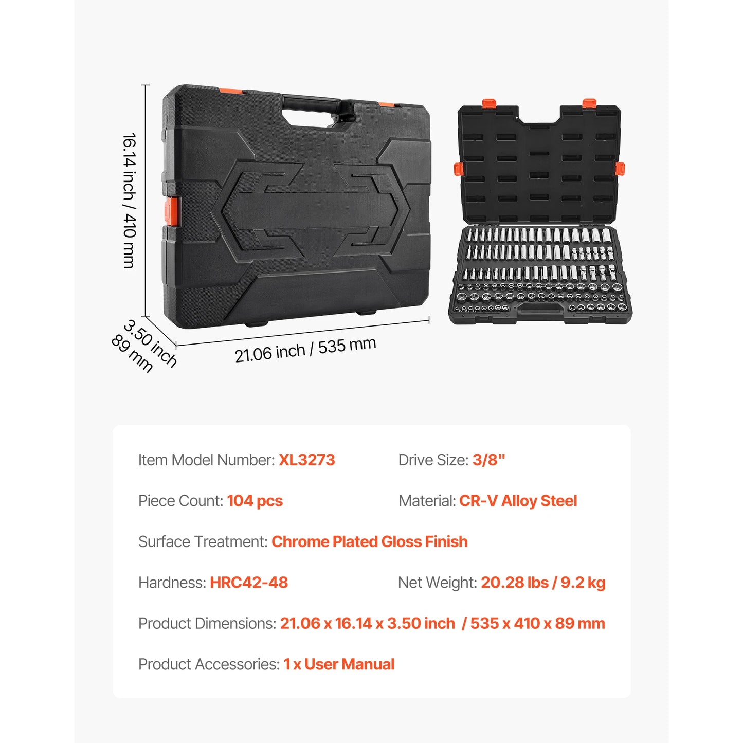 SucceBuy Socket Set With Ratchet Wrench And SAE Metric