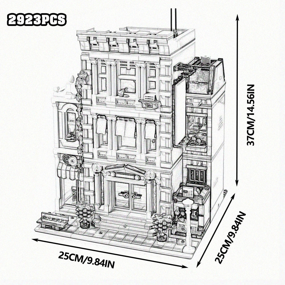 Brick Bank Corner MOC Street View Building Blocks Set