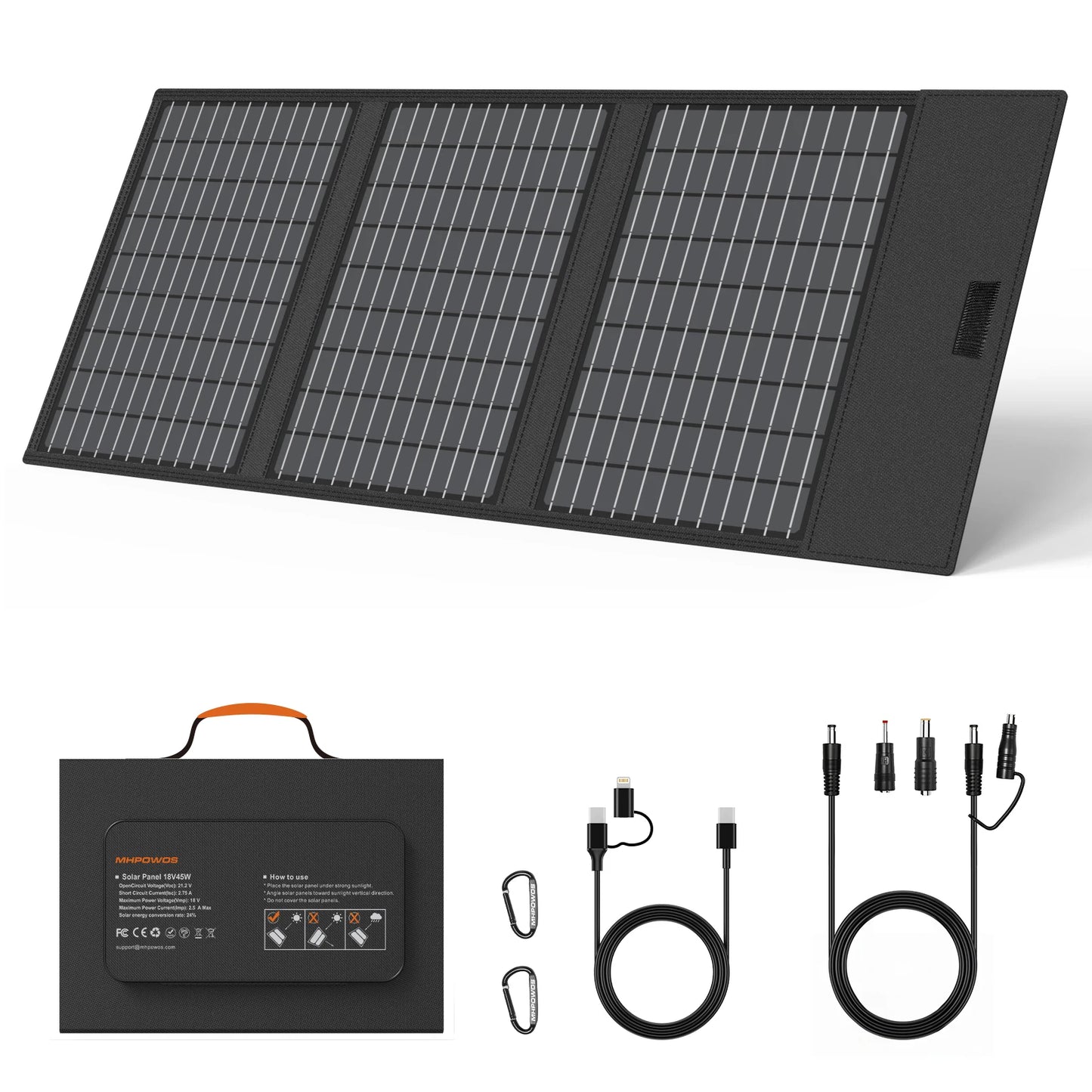 MHPOWOS Solar Battery Charger for Powerbank 45W Foldable Panel