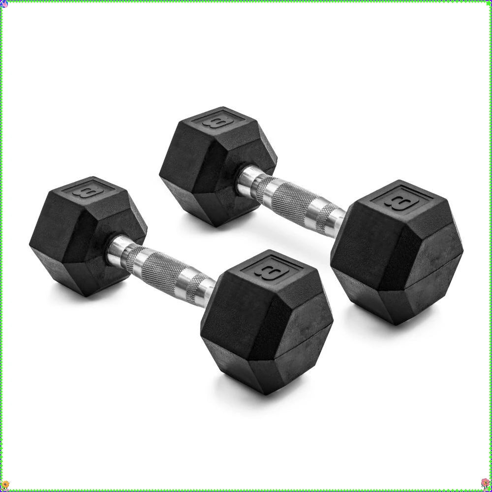 Rubber Hex Dumbbell Set With Anti Roll Design And Grip Handle