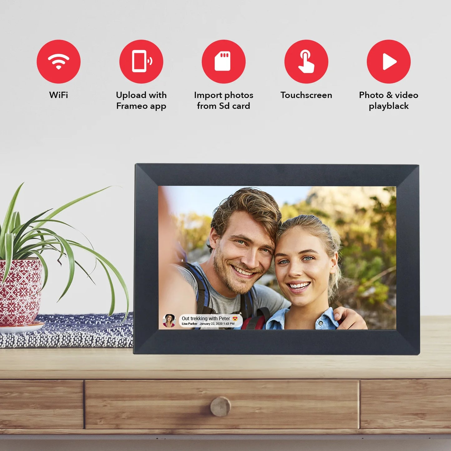 WiFi Digital Picture Frame 16GB Memory Touch Screen With Photo Sharing App