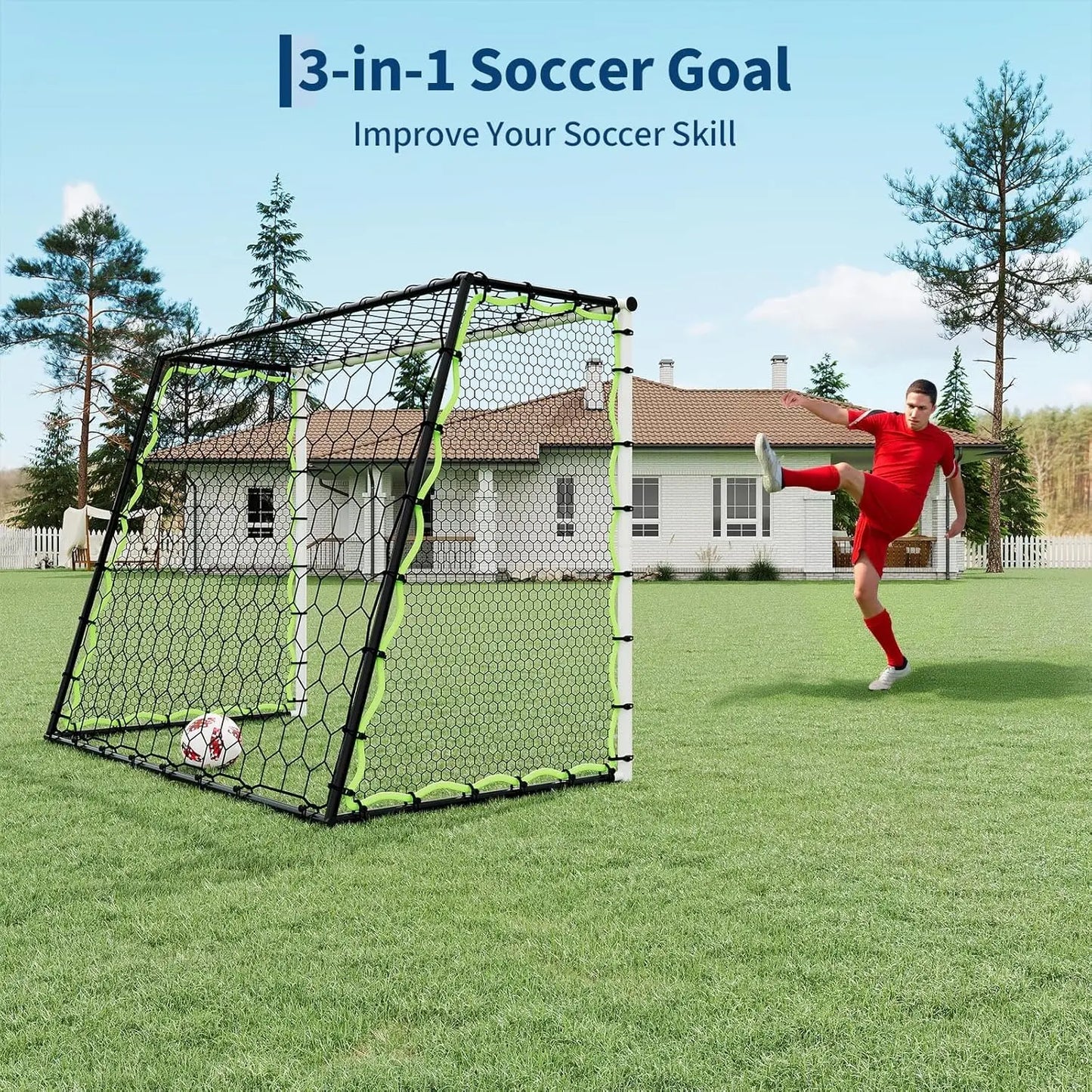 HiMISS 3-in-1 Soccer Goal Rebounder for Passing and Ball Control
