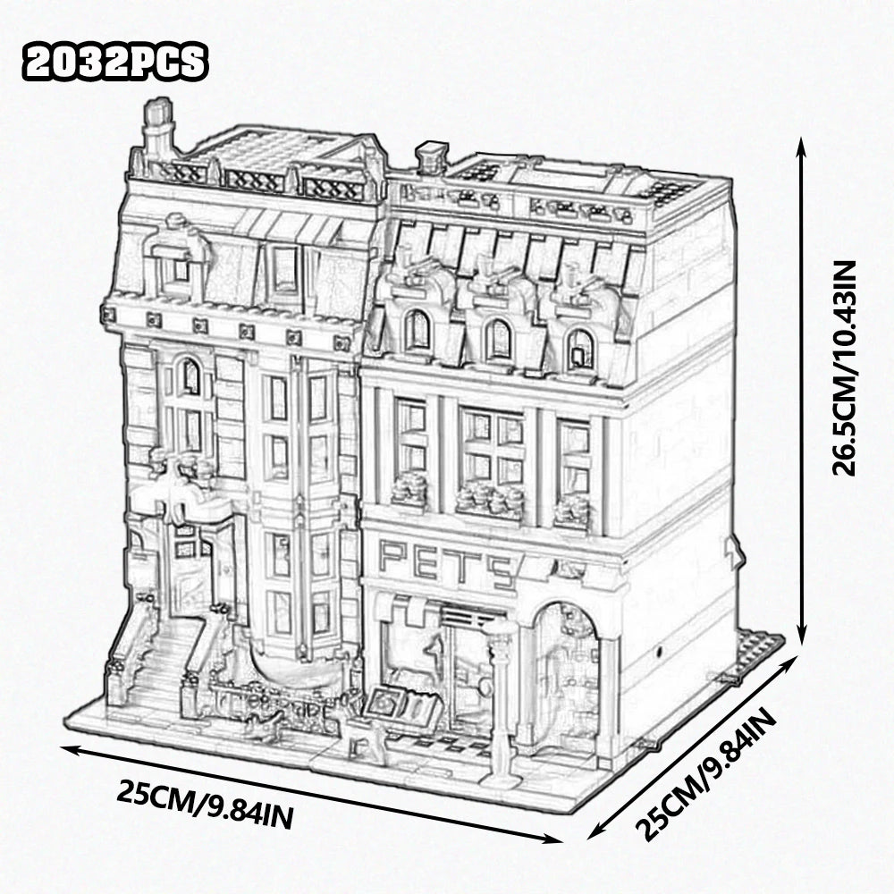 Brick Bank Corner MOC Street View Building Blocks Set