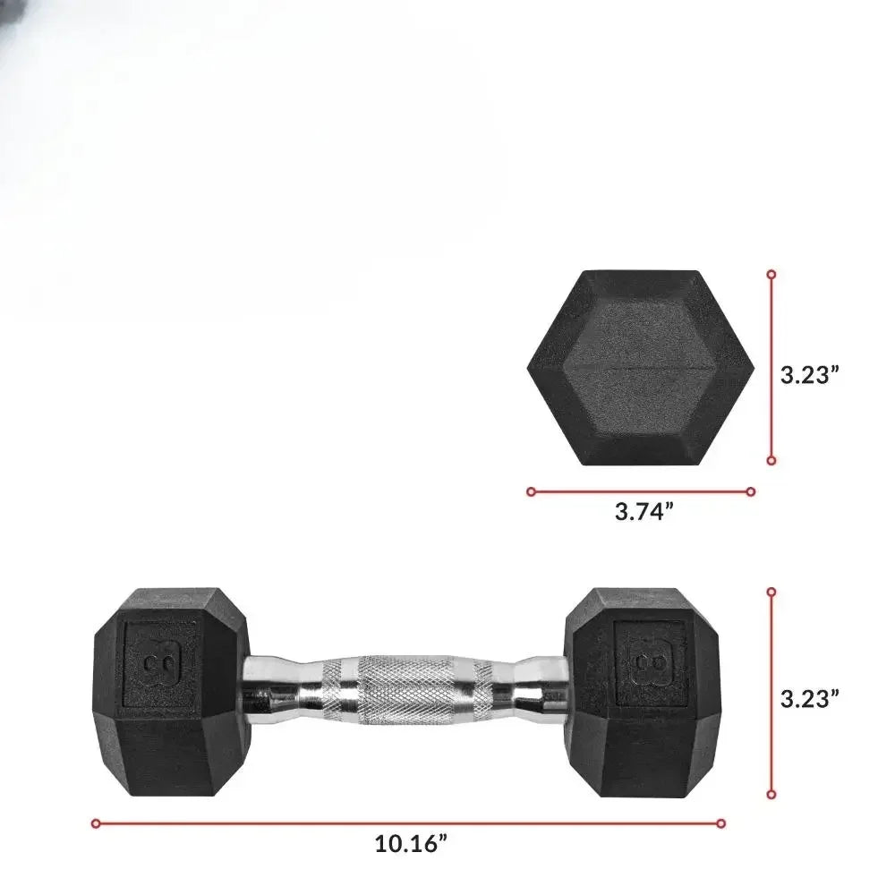 Rubber Hex Dumbbell Set With Anti Roll Design And Grip Handle