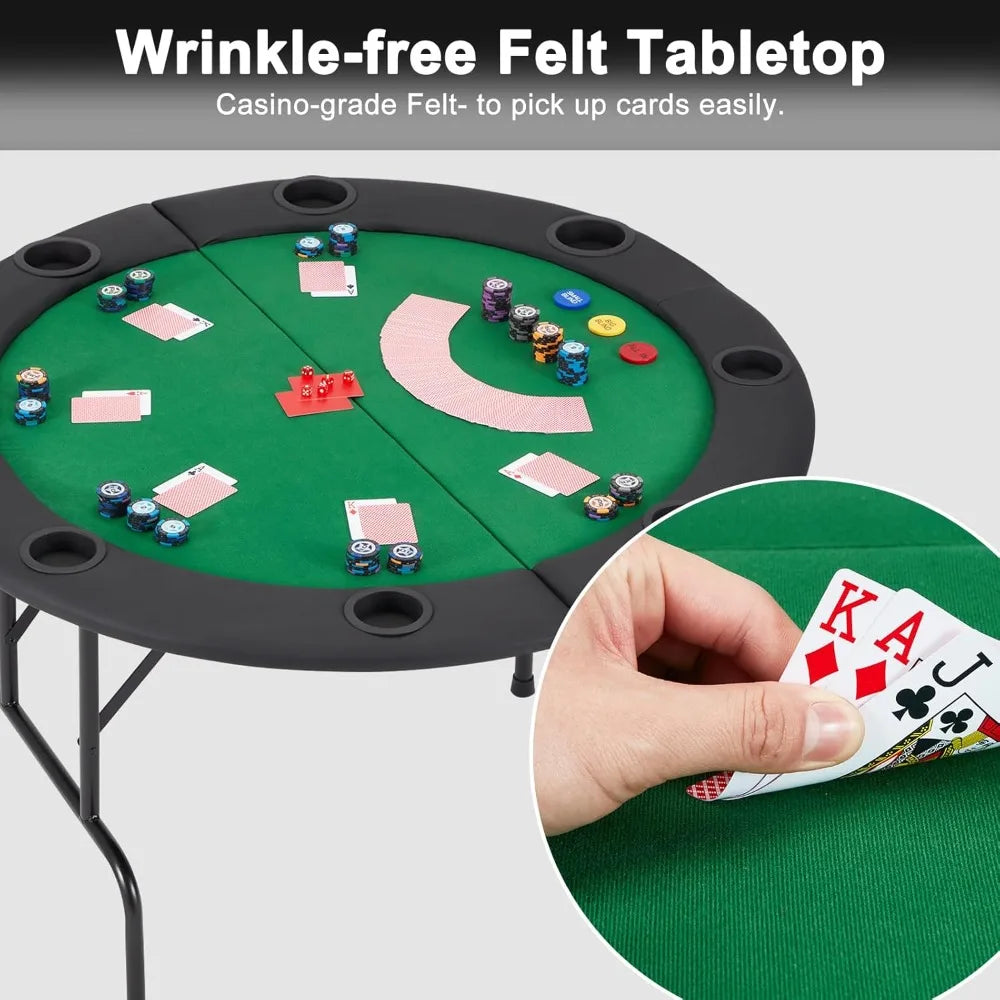 RBXC Round Poker Table For Eight Players With Folding Legs