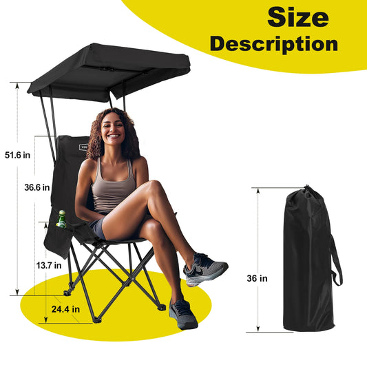 GERC Camping Chair With Shade Canopy Portable Easy Open