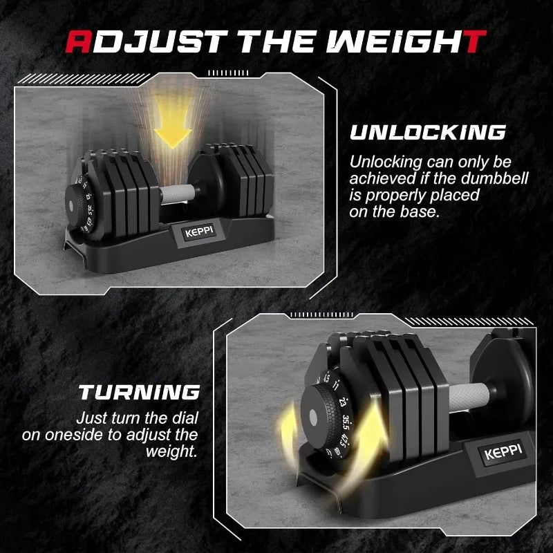 Keppi Adjustable Dumbbells Set Anti Slip Metal Fast Adjust Handles