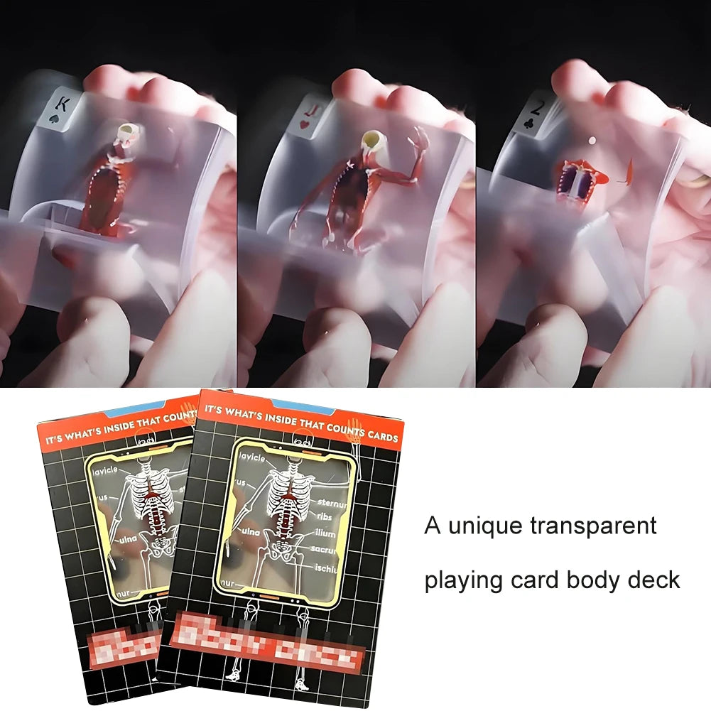 Body Deck Anatomy Reusable Transparent Playing Cards for Anatomy Enthusiasts