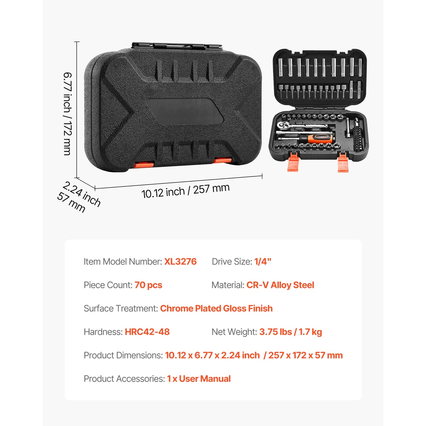 SucceBuy Socket Set With Ratchet Wrench And SAE Metric