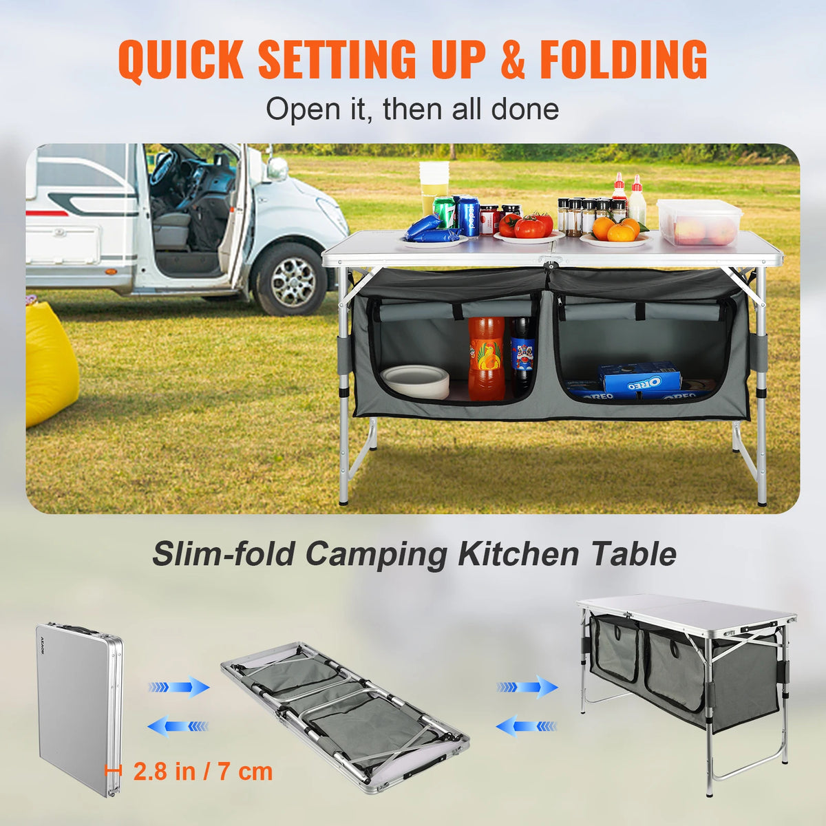 VEVOR Folding Camping Kitchen Table For Outdoor Cooking