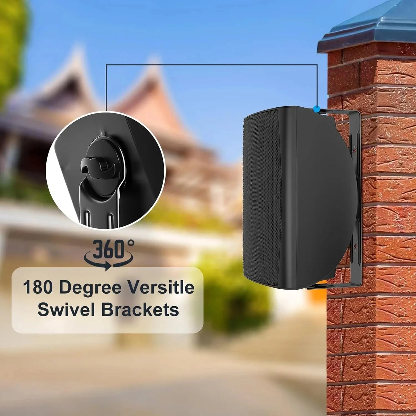 Herdio Outdoor Bluetooth Two Way Wall Mount Speakers Pair