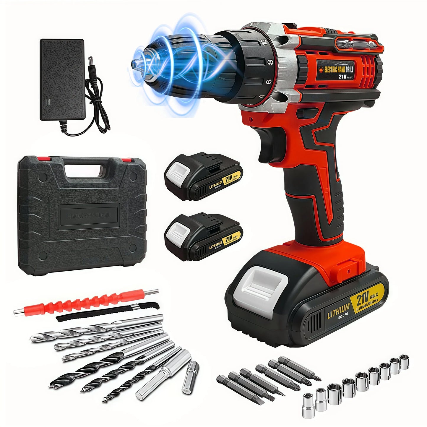 21V Cordless Drill Set With Multifunction Electric Screwdriver